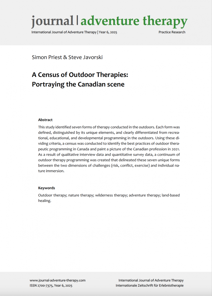 A Census of Outdoor Therapies: Portraying the Canadian scene