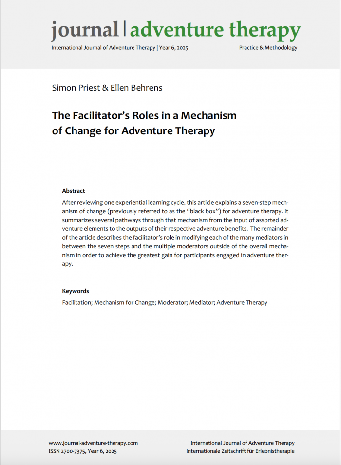 The Facilitator’s Roles in a Mechanism of Change for Adventure Therapy