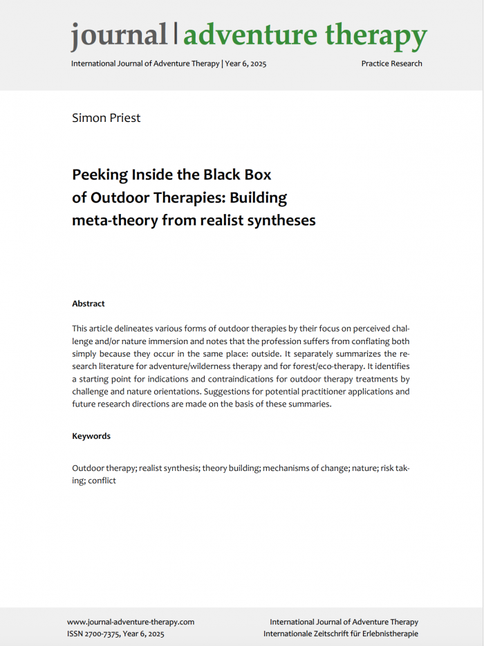 Peeking Inside the Black Box of Outdoor Therapies: Building meta-theory from realist syntheses